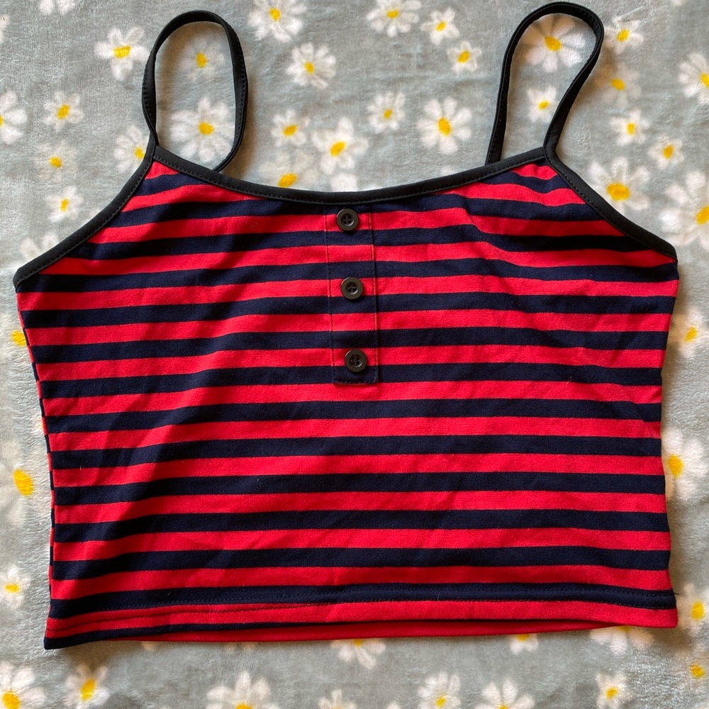 ROMWE Red and Black Striped Top